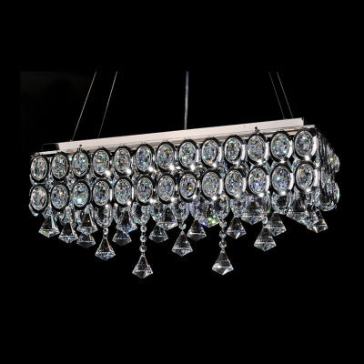 Clear Crystal Beads and Drops Create Sparkling and Dramatic Chandelier Pendant