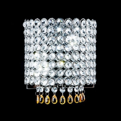 Dazzling Crystal Wall Sconce Features Dimensional Lines and Chrome Finish Frame