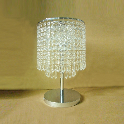 Dazzling Single Light Table Lamp with Delicate Electroplated Chrome Finish Base and Crystal Falls Shade