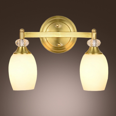 Fabulous Two Light Wall Sconce Features Beautiful Crystal Globes and Delicate Gold Finish
