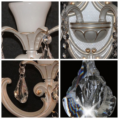 Fantastic All White Clear Crystal Wall Sconce with Delicate Scuplture