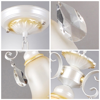 Flower Shaped Glass Shade White Finished Romantic Mini Pendant Light