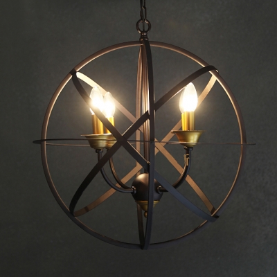 Industrial LED Orb Chandelier in Candelabra Style, Four light