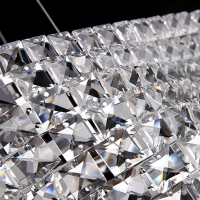 Shinning Faceted Crystal Beads Embedded Bold Design Geometric Shaped Large Pendant Light