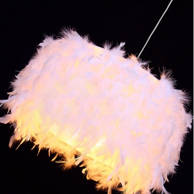 Soft White Feather and Purity Large Designer Pendant Light