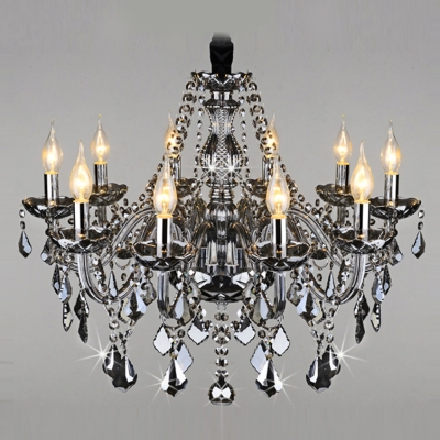 Sparkling Hand Cut Gray Crystal Waterfall 10-Light Classic Style Chandelier