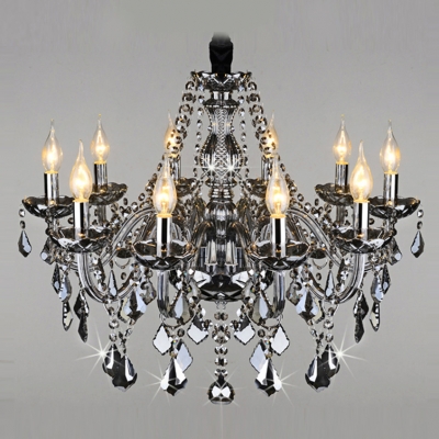 

Sparkling Hand Cut Gray Crystal Waterfall 10-Light Classic Style Chandelier, HL360083