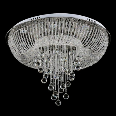 Spectacular Clear Crystal Strands Cascades and Crystal Balls Rainfall Gorgeous Flush Mount