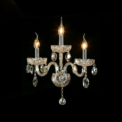 Splendid Unique Design Three Light Crystal Wall Sconce Offers Luxury Embellishment