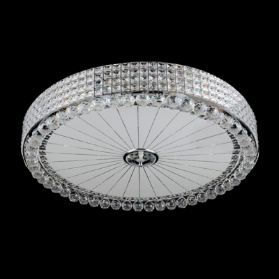 Stunning Hand Cut Crystals and Chrome Finished Round Contemporary Flush Mount