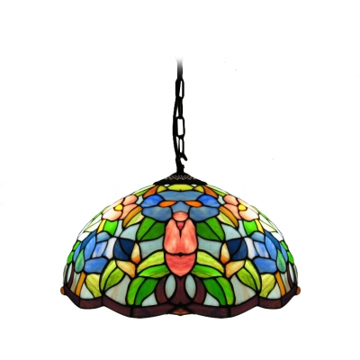 Stunning Two Lights Colorful Flowers Tiffany Glass Shade 16