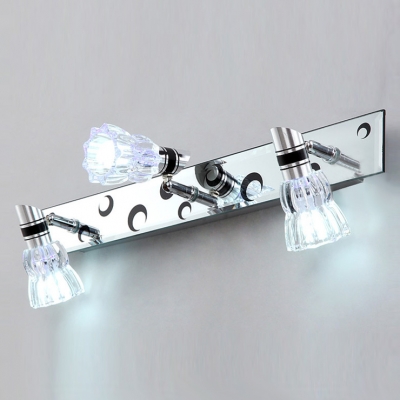 Stylish Three Lights Modern Bathroom Lighting with Clear Glass Shades and Graceful Chrome Finish