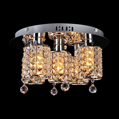 Warm Light and Graceful Crystals Add Glamour to Magnificent Semi Flush Ceiling Light Fixture