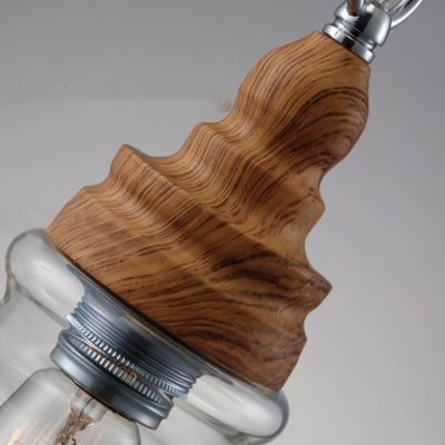 Wood Socket Glass Shade Industrial Colored LOFT Chandelier Pendant