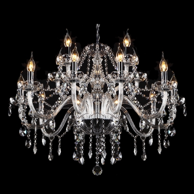 12-Light Purity and Harmony Clear Crystal Chandelier Hanging Plentiful Strands and Drops