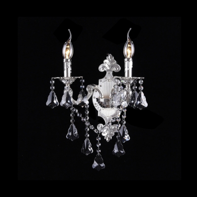 19'' High Antique Silver Wall Sconce Offers Exquisite look with Clear Lead Crystal