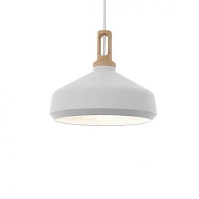 Large Pendant Lighting With Wood Holder, Aluminum Modern And Chic White Finished