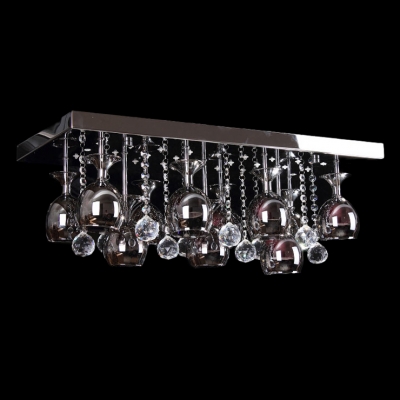Amazing Island Light Features Bold Cup Style Shades and Clear Faceted Crystal Balls
