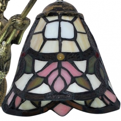 Antique Brass Brushed Mermaid Single Light Wall Sconce with Tiffany Glass Shade