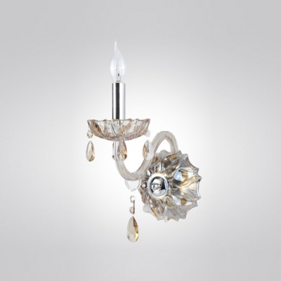 Beautiful Single Candle Style Light Wall Sconce Features Delicate Crystal Back Plate Beautifulhalo Com - Crystal Wall Candle Sconces