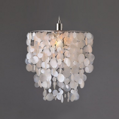 Beautiful White Capiz Shell and Polished Nickel Finish Add Charm to Modern Pendent Light