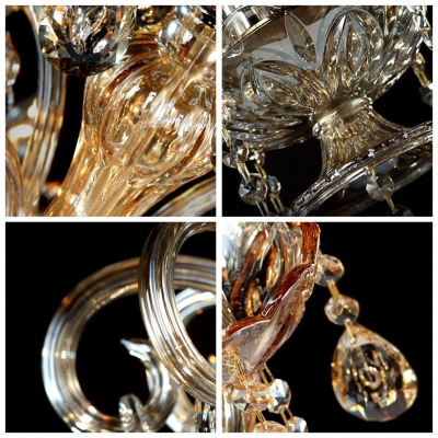 Bold Traditional Style Crystal Chandelier Features Gleaming Curved Arms and Radiant ClearHand-cut Crystal Accents