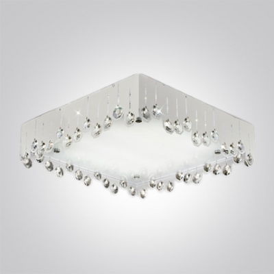 Brilliant Design Crystal Beads Embedded Romantic White Shade Flush Mount Lighting