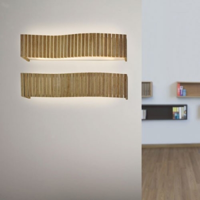 Chic Wood Rectangular Designer Wall Light in Natural Style