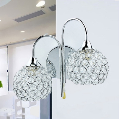 Clear Diamond Crystal and Graceful Scrolls Add Charm to Stunning Wall Sconce