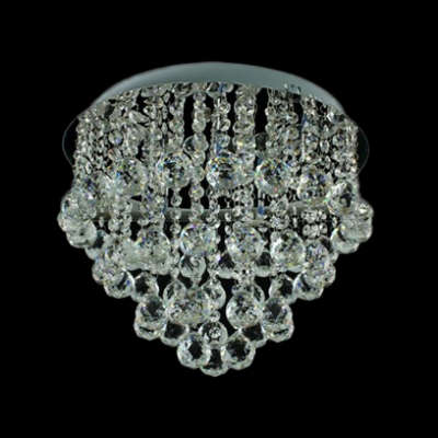 Cluster of Shinning Small Clear Crystal Globes Rounded Chrome Finished Contemporary Flush Mount