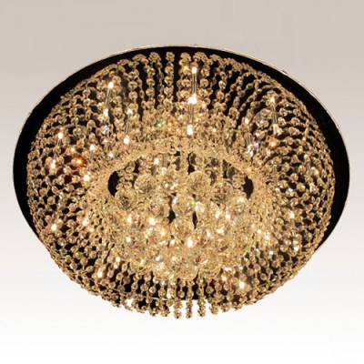 Crystal Balls Hanging Together Round Flush Mount with Clear Crystal Strands