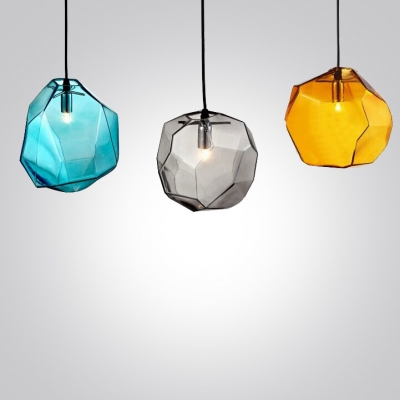 Crystal Ice Cube in Blue/Orange/Grey Novel Pendant Light