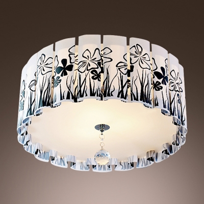 Elegant Black Clover Pattern Scalloped Shade Adorned Flush Mount