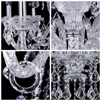 Glittering Clear Crystal Strands and Beads Cascades 8-Light Traditional Chandelier