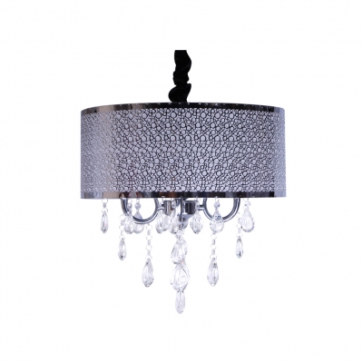 Majestic Black Drum Shade Contemporary Style Crystal Accented Chandelier