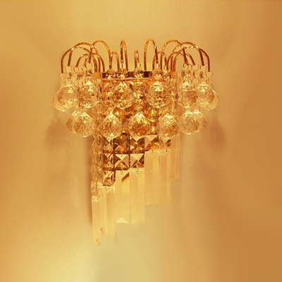 Modern Wall Light Fixture Embellished with Clear Crystal Balls Create Graceful Shimmer