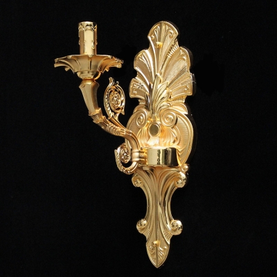 Splendid Gold Base Single Candle-shaped Light Wall Sconce Adorned with Beautiful Faceted Crystals