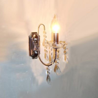 Stunning Electroplated Chrome and Crystal Accents Add Charm to Single Light Wall Sconce