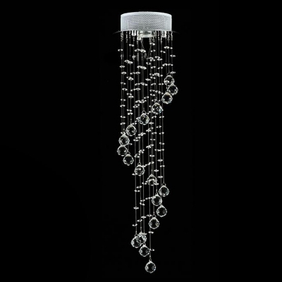 Swirled Glittering Clear Crystal Beads and Balls Contemporary 29.5