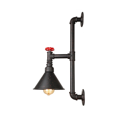 Industrial Pipe LED Wall Sconce with Cone Shade