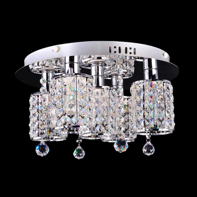 Warm Light and Graceful Crystals Add Glamour to Magnificent Semi Flush Ceiling Light Fixture