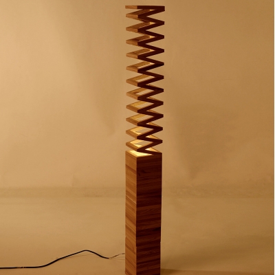 47.2”High Wood Base Spiral Designer Floor Lamp in Natural Style