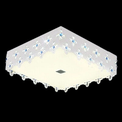 Bold and Chic Square LED Flush Mount Shine with Graceful Blue and Clear Crystals