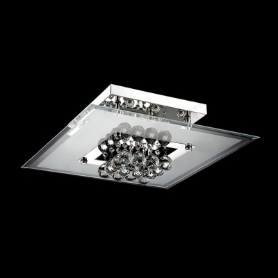 Brilliant Design Cluster of Crystal Small Globes Suspended Modern and Bold Square Flush Mount