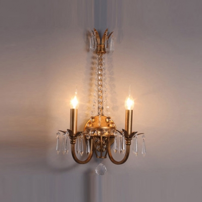 Charming Two Light Crystal Wall Sconce with Intricate Decorative Details