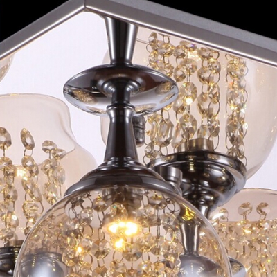 Clear Glass Shade Adorned with Clear Crystals Made Stunning Modern Mini Pendant