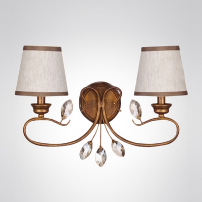 Comforting Graceful Scrolls Makes Two-light White Sahdes Wall Sconce Perfect for a Casual Hallway