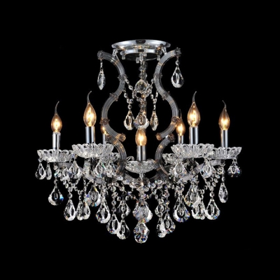 

Crystal Drops Hand-formed Crystal Arms and Crystal Draping All Decorate Gorgeous Chandelier