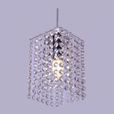 Dazzling Mini Pendant Light Fixture Features Strings of Crystal Beads and Chrome Finish