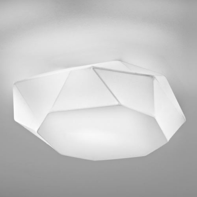 Diamond Flush Mount Ceiling Light With All White Fabric Shade